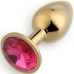 Малая анальная пробка с кристаллом золотой, розовый 